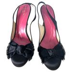 Kate Spade Black Satin Bow Closed Toe Sling Back Heels Size 9 Photo 4