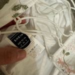 SheIn White Pink Green Floral Embroidery Tie Back Corset Crop Top Small Photo 4