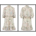 Joie 💕💕 Shima Smocked Ruffled Dress ~ Chiffon Mock Neck Floral Print Medium Photo 8