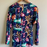 ZARA  Womens Floral Dress Midi Long Sleeve Pullover‎ Blue Size S Stretchy Photo 7