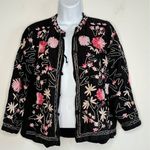 The Vermont Country Store Floral Embroidered Cottagecore Prairie Jacket SIZE M Black Size M Photo 0