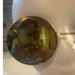Vintage Oversized Round Teashade Sunglasses // Gold Metal Frames with Gold Refle Yellow Photo 2