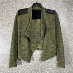 BB Dakota Jack Women’s Green & Black Faux Leather Patch Open Blazer - Size Small - Modern Photo 0