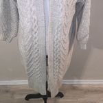 FOR THE REPUBLIC Women's Small Cream Cable Knit Cardigan Sweater Long Photo 2