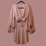 Entro Pink Chic Ruched Cutout Long Sleeve V Neck Pink Mini Dress NWT Trendy Sz M Size M Photo 2