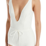 Solid & Striped  Ivory Plunge One Piece Swimsuit Photo 0