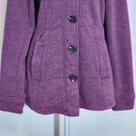 prAna Purple Fleece Jacket Size Small Heather Plum Funnel Neck Button-Up Jacket Photo 2