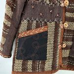Vintage Yak Magik L Jacket Silk Art to Wear VTG Patchwork Beaded Brown Small Photo 3