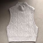 Alo Yoga  Cable Knit Winter Bliss Mock Neck Tank Athletic Heather Grey S Photo 5