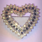 Angel Brand Elegant Silver Tone and Black Rhinestone Retro Boho Heart Brooch Photo 0