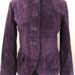 Cache Purple Fitted Leather Suede Jacket Top New Lined Banded Collar $248 NWT Photo 11