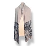 None Neutral Taupe Beige Abstract Art Knit Shawl Wrap Poncho Scarf Lightweight Layer Photo 1