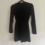 Reformation Kyler Dress XS Deep V Neck Center Front Twist Mini Black Long Sleeve Photo 6