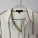 Sanctuary  Women's Ivory and Navy Striped Button-Down Shirt Size L Photo 1