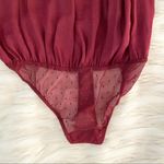 Free People Red Burgendy Wine Flowy Boho Silky Long Sleeve Cottagegore Bodysuit Photo 5