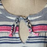 Vineyard Vines  Cover Up Women Large Blue White Stripe Cotton Tassels Tunic Beach Photo 6