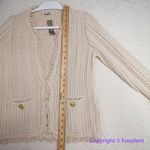 J.Crew NEW  Textured cable-knit lady jacket with fringe, color pale bone, size‎ M Photo 9