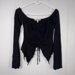 Urban Outfitters  Cadence Cinched Flyaway Black Top Medium Whimsigoth Witch Bat Photo 1