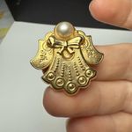 Signed Jane 1997 AOL Winged Angel Faux Pearl Brooch Pin Gold Tone Photo 10