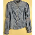 Veronica Beard  Dalton Puff Sleeve Denim Shirt, size 2 Photo 3