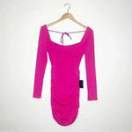 Lulus  Feel the Attraction Hot Pink Ruched Long Sleeve Bodycon Dress Size XS nwt Photo 4