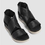 Eileen Fisher Sport Tumbled Leather Sneaker Sandal Size 10 Black Photo 10