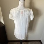 Johnny Was  Womens White Lace Top Shirt Blouse Sheer Size Small Short Sleeve Photo 3