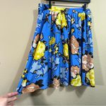 Vivienne Tam Women's  Blue Yellow Tan Floral Knee Length Skirt Sz 12 Unlined Y2K Photo 4
