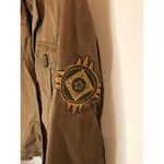 SO  Medium Brown Military Maverick Bomber Jacket Button Patch Neutral Photo 2