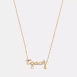 Coach NWT Script Heart Necklace in Gold Tone Photo 3