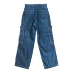 ZARA  Women Dark Wash Denim Cargo Pants High Rise Utility Pockets Photo 2