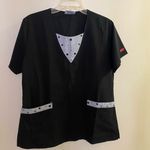 Reina Women’s Scrubs Top Smock M Medium Black & Gray Bust 40” Raised Dot Print Photo 0