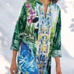 Soft Surroundings Shangri La Tunic Women’s XL Tropical Embroidered Beaded Shirt Photo 7