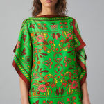 Tory Burch  Silk Scarf Caftan Top Green Splash Size Small Photo 0