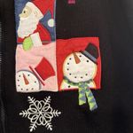 VTG Ugly Christmas Sweater Jacket Sz M Black Santa Snowman Full Zip Holiday EUC Size M Photo 4