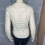 Hinge  Ivory Semi Sheer Chevron Knit Sweater Women's Size XS Photo 1