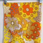 Vintage 60s 70s Mod Retro Yellow and‎ Orange Flower Scarf Brady Bunch 21 X 21 Photo 1