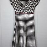 Speechless Y2K Black White Polka Dot Silky Collared A-line Dress Red Trim Tie Photo 0