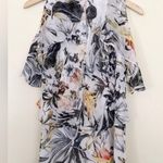 White House | Black Market WHBM Ruffle Flowy Lightweight Cool Tropical Floral Black Shell Tank Top Blouse S Photo 2