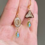 Handmade unique retro vintage fairy boho style dangle earrings w/ quality Czech glass beads mix 🌀🍃💛 Photo 4