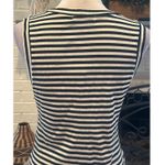 Elodie  Women's Sleeveless Ribbed Scoop Neck Black White Striped Tank Top L NWT Photo 5