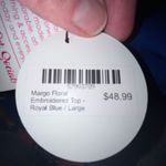 Andrée Andree by‎ Unit royal blue embroidered tank top large NWT Photo 5