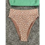 Aerie bikini swimwear set waffle knit high cut cheeky bottoms high neck top XS Photo 2