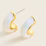 J.Crew  Ivory Semiprecious Stone Inlay Half Hoop Earrings NEW Photo 3