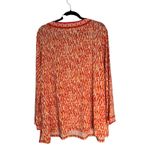 Michael Kors  Womens 3X Orange White Abstract Print V Neck Tunic Top Long Sleeve Photo 7