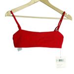 Mara Hoffman  Sia Red Ribbed Straight Neck Bikini Swimsuit Top Size Small Photo 1