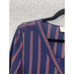 Workshop The  Women's Blouse Tunic Roll Tab Sleeve Blue Striped V Neck Sz Medium Photo 11