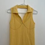 ZARA  Perforated Chenille Collared Polo Mini Dress Yellow Sleeveless Knit Bodycon Photo 6