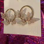 Badgley Mischka New  Extremely Unique 3 D Hoops with fluttering butterflies Photo 1