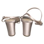 Jewel Badgley Mischka Size 7 Pink Champagne Satin Charlee Block Heeled Sandals Photo 7